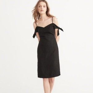 Cute Abercrombie black linen midi dress, 0P, NWT